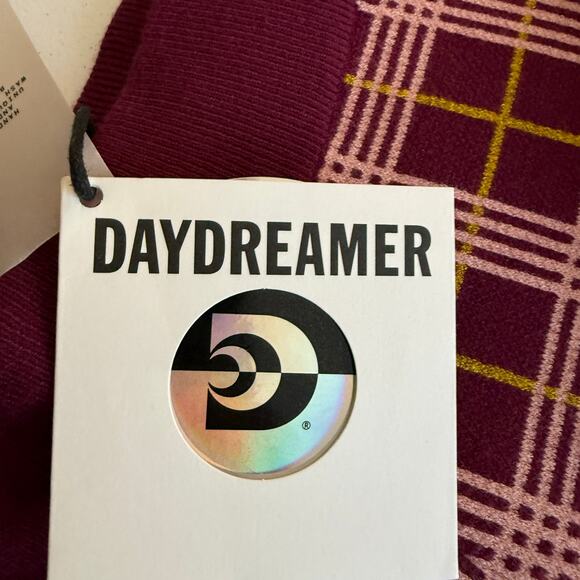 Daydreamer Pants Women Medium Burgundy knit Plaid cropped Dark Academia Preppy - Picture 5 of 14